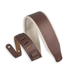 Levy's 3"Brown Top Grain Leather Guitar Strap with Cream Accent (M26PD-BRN/CRM)