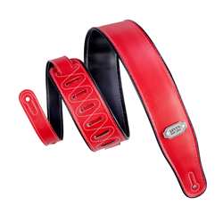 Levy's 2.5" Red and Black Leather Guitar Strap with padding (M26VP-RED/BLK )