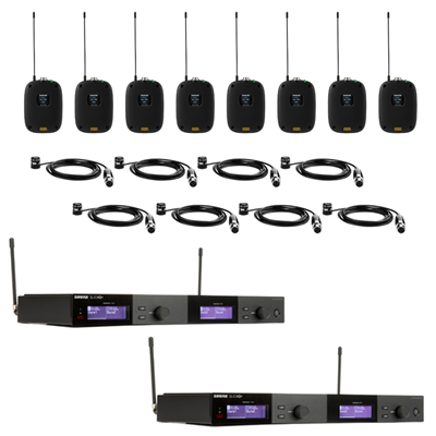 Shure SLXD4Q+8PACK 8 Pack Wireless Lavalier System